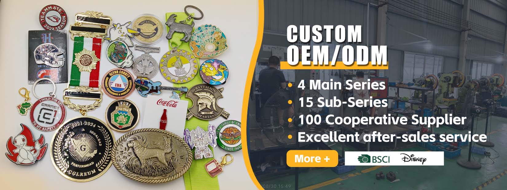 We are a Disney-certified factory with a comprehensive range of production equipment, including engraving molds, stamping, die casting, polishing, electroplating, hand coloring and machine coloring. Our stringent management ensures the highest standards in every process to guarantee exceptional product quality.