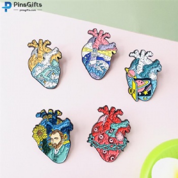 Custiomize lapel pins badges anniversary heart pins