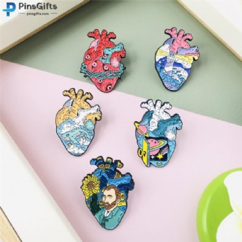 Custiomize lapel pins badges anniversary heart pins