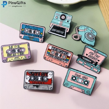 Enamel lapel pin music cover record metal pins