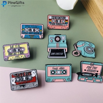 Enamel lapel pin music cover record metal pins