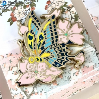 Metal pins custom promotional butterfly hard enamel pin